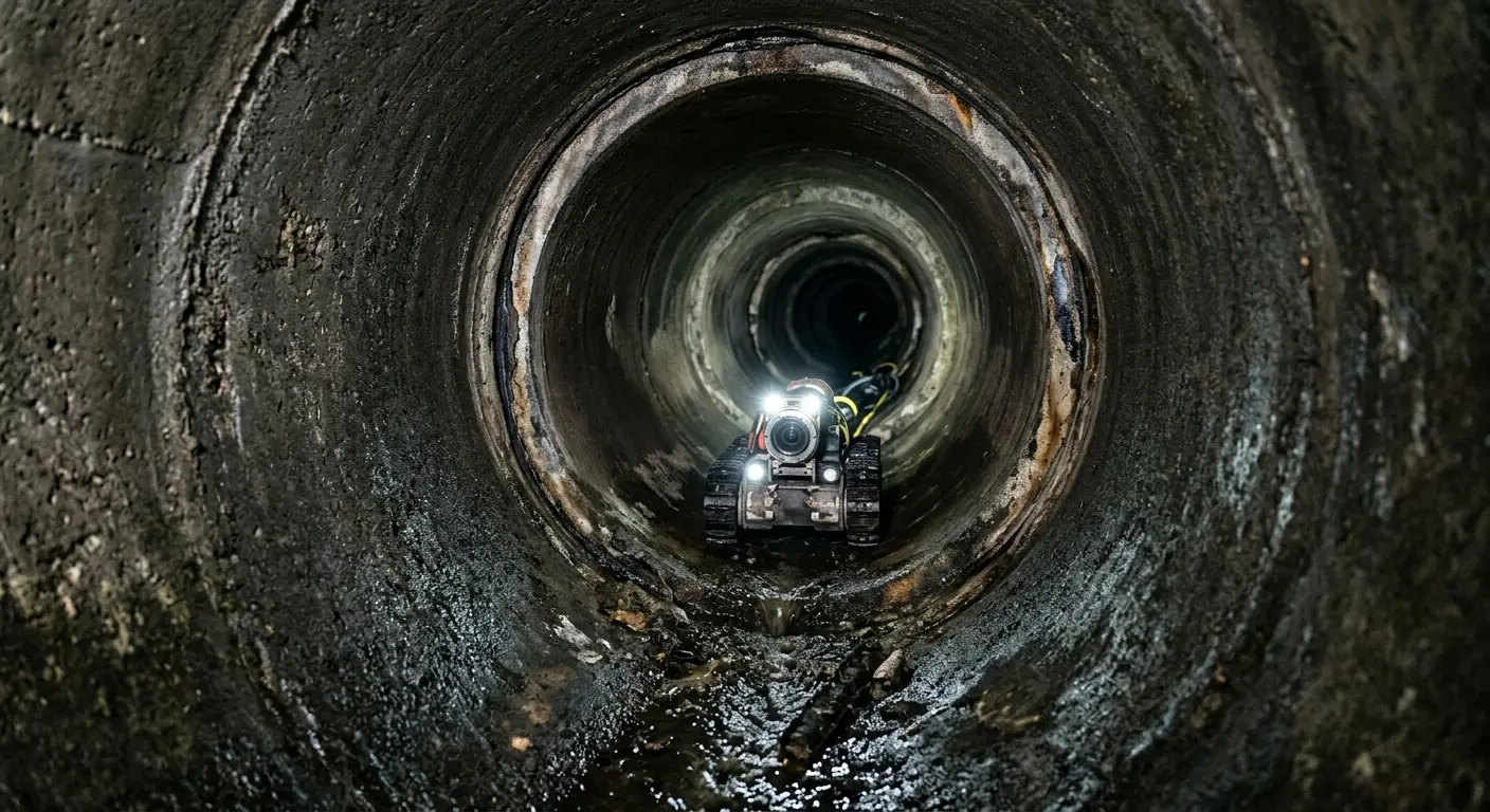 Robotic sewer camera inspecting pipe interior for Drain Snake Service in Laie